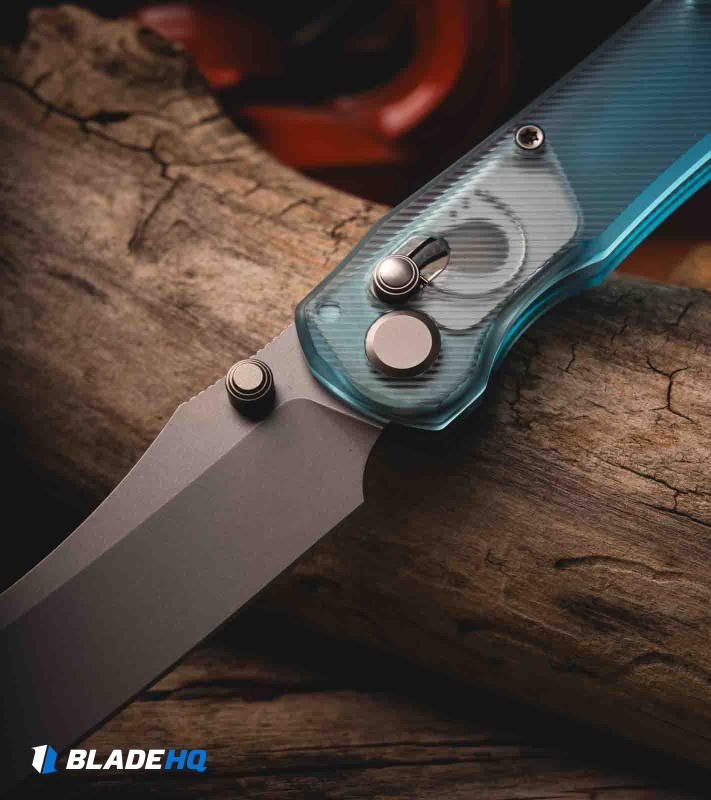 GEO Knife Komodo Crossbar Lock Knife Blue Acrylic (3.1" SW S90V)